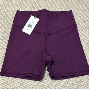 Thrive Societe Grid Sculpt Bike Short in Deep Plum Medium NWT $68